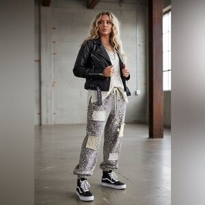 POL Leopard Print Joggers with Cream Accents